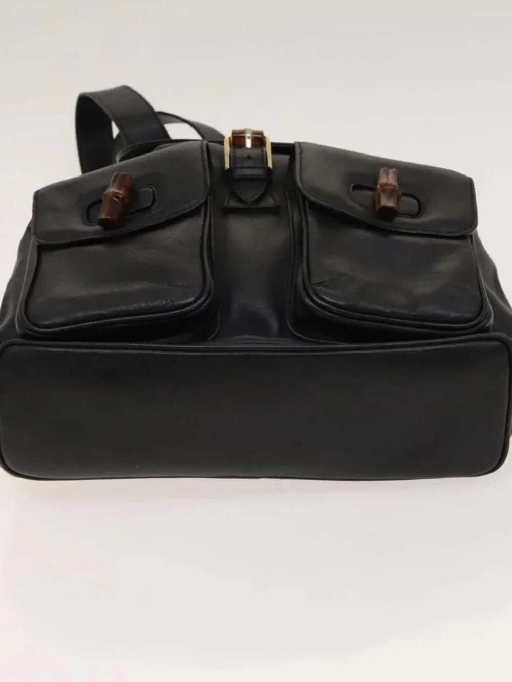 GUCCI Bamboo Backpack Leather Black Gold - Picture 4 of 16